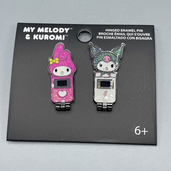 Loungefly My Melody & Kuromi Glitter Phones Enamel Pin Set - Picture 1 of 4